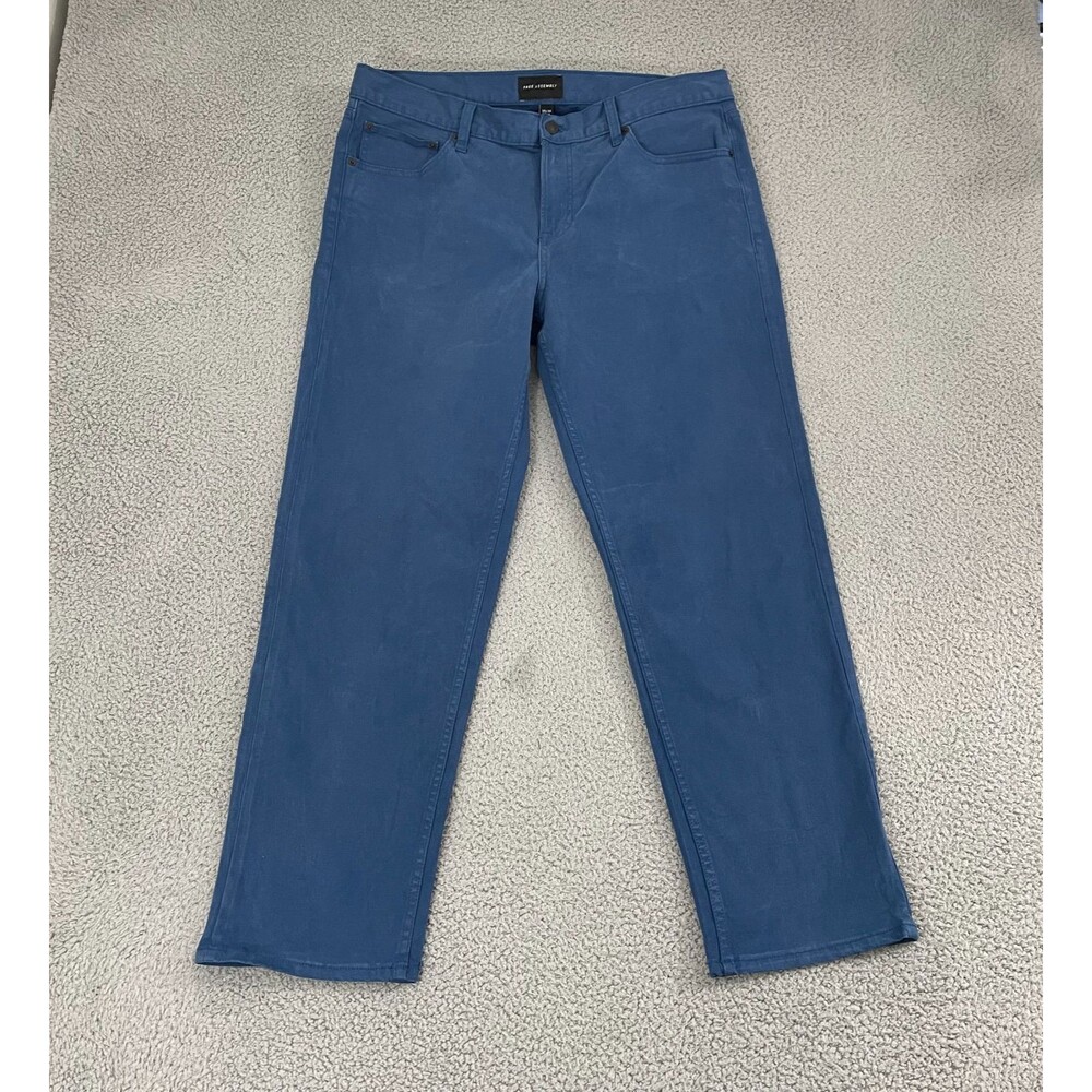 Free Assembly Modern‎ Straight Pants Men 36x30 Blue Flat Front Chino